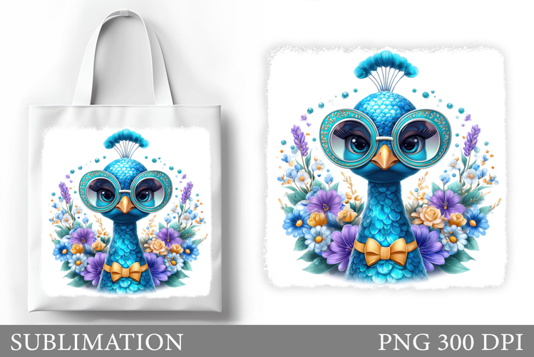 Cute Peacock Tote Bag Design. Cute Peacock Sublimation