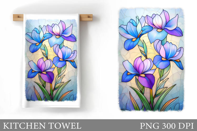Irises Kitchen Towel. Flowers Kitchen Towel Design