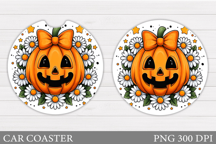 Halloween Pumpkin Coaster Design. Halloween Car Coaster