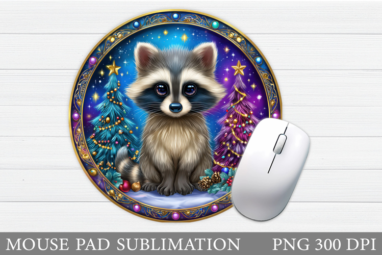 Christmas Raccoon Mouse Pad. Christmas Mouse Pad Design