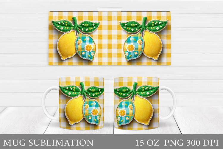 Lemons Mug Design. Summer Mug Sublimation