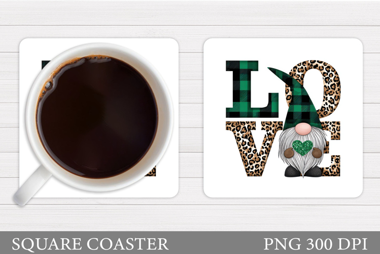 St Patrick Gnome Coaster. St Patrick Coaster Sublimation