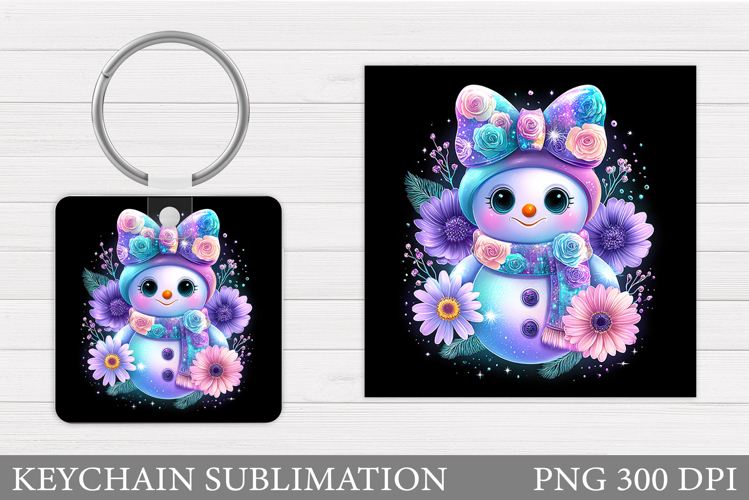 Christmas Snowman Keychain. Christmas Keychain Sublimation