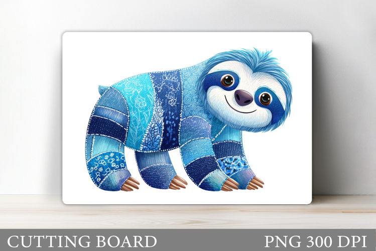 Patchwork Sloth Cutting Board. Patchwork Sloth Sublimation