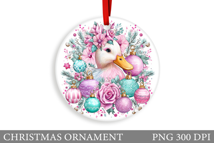 Cute Duck Christmas Ornament. Christmas Duck Sublimation