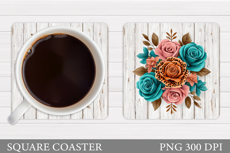 Roses Coaster Sublimation. Flowers Coaster Design