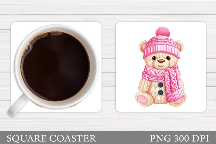 Cute Bear Coaster Design. Christmas Coaster Sublimation