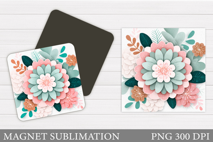 Flowers Magnet Design. Floral Magnet Sublimation