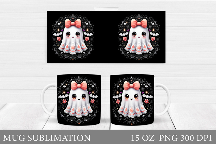 Ghost Mug Design. Cute Halloween Mug Sublimation