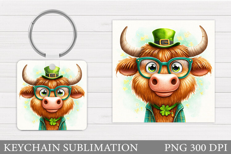 St Patrick Cow Keychain. St Patrick Keychain Sublimation example image 1