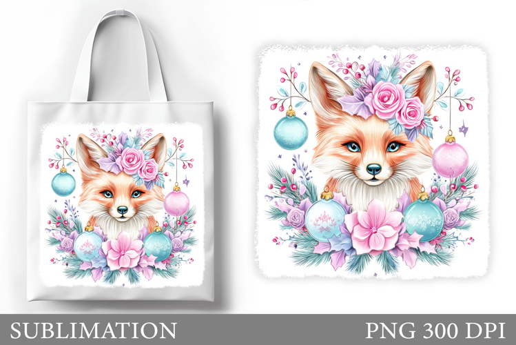 Christmas Fox Tote Bag. Christmas Tote Bag Sublimation