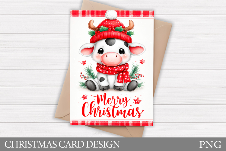 Christmas Cow Card Printable. Christmas Card Design