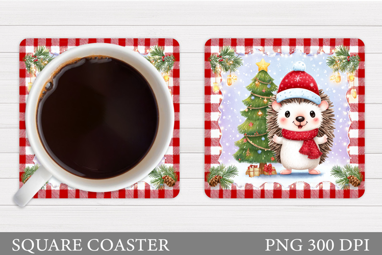 Christmas Hedgehog Coaster. Christmas Coaster Sublimation