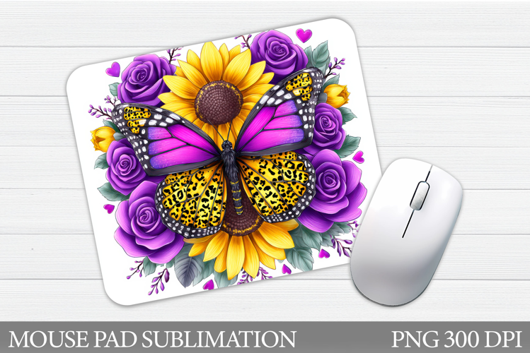 Butterfly Mouse Pad Design. Flowers Mouse Pad Sublimation
