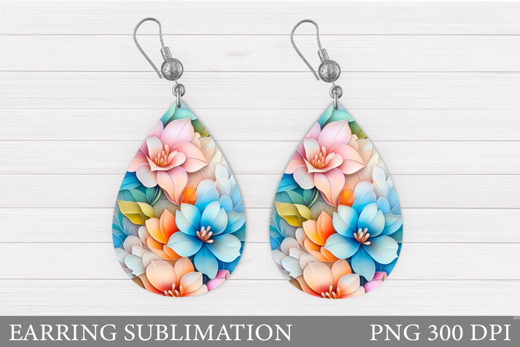 Flowers Teardrop Earring Design. Flowers Earring Sublimation