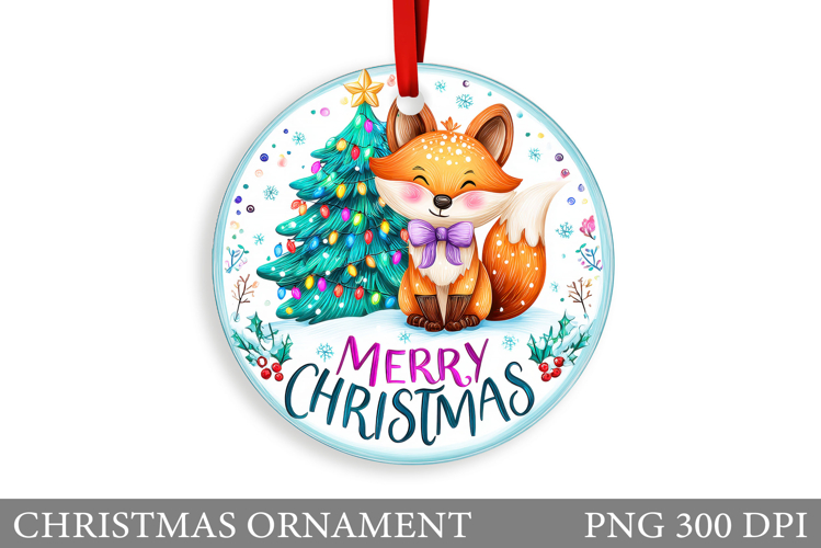 Cute Fox Christmas Ornament. Christmas Ornament Sublimation