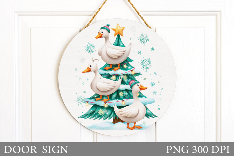Christmas Goose Door Sign. Christmas Door Sign Sublimation