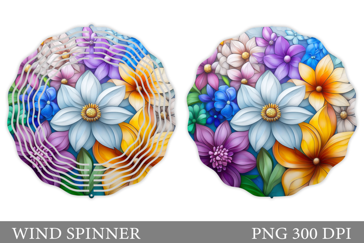 Floral Wind Spinner Sublimation. Flowers Wind Spinner Design