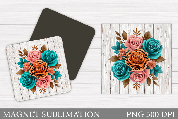 Roses Magnet Sublimation. Flowers Magnet Design