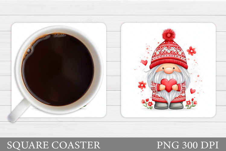 Valentines Gnome Coaster. Valentines Coaster Sublimation