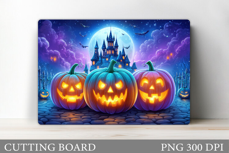 Scary Pumpkin Cutting Board. Halloween Cutting Board Design example image 1