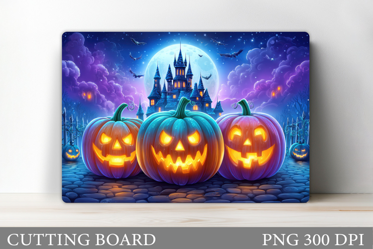 Scary Pumpkin Cutting Board. Halloween Cutting Board Design