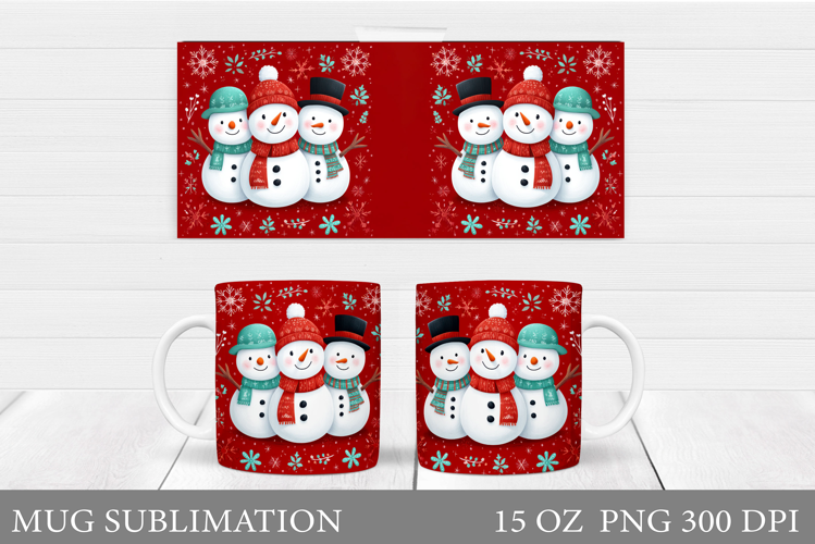 Cute Snowman Mug Design. Christmas Mug Sublimation