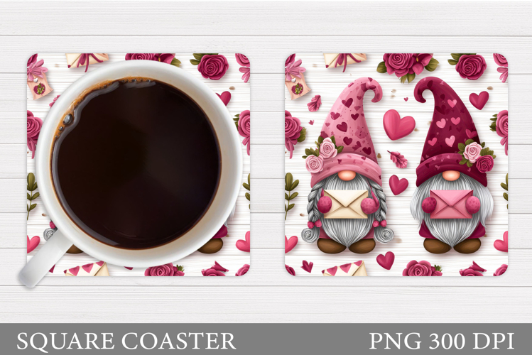 Valentines Gnome Coaster. Valentines Coaster Sublimation