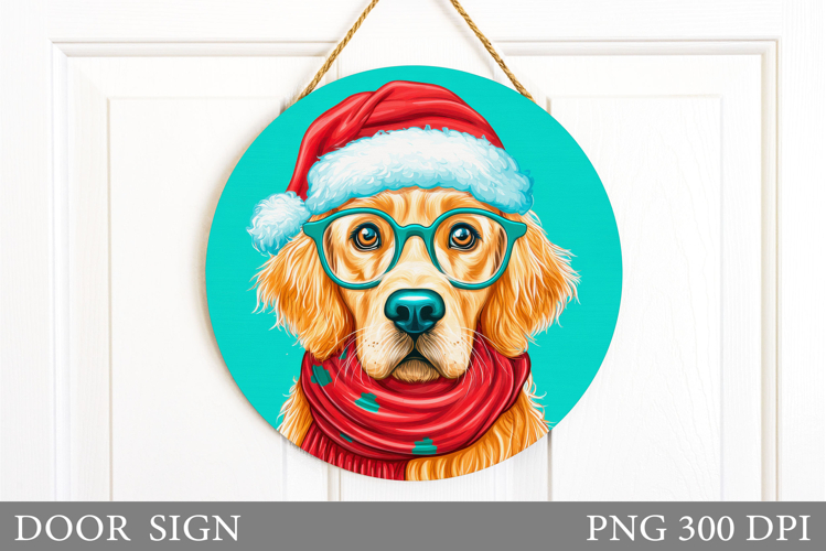 Christmas Dog Door Sign. Christmas Door Sign Sublimation