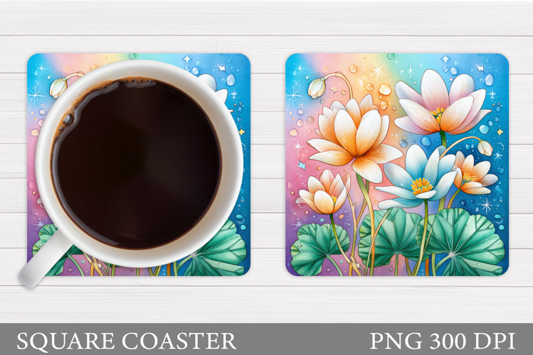 Floral Coaster Design. Flowers Coaster Sublimation