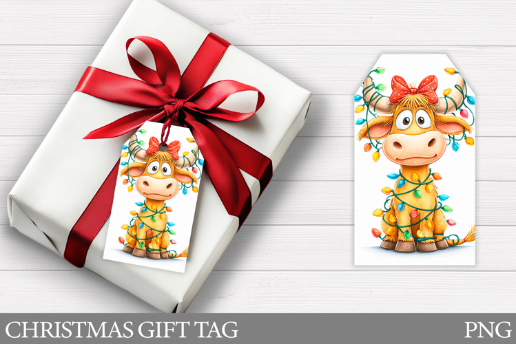 Christmas Gift Tag Design. Christmas Cow Gift Tag Printable