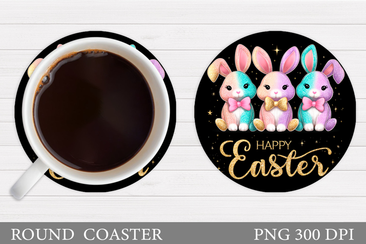 Easter Bunny Coaster Design. Easter Round Coaster