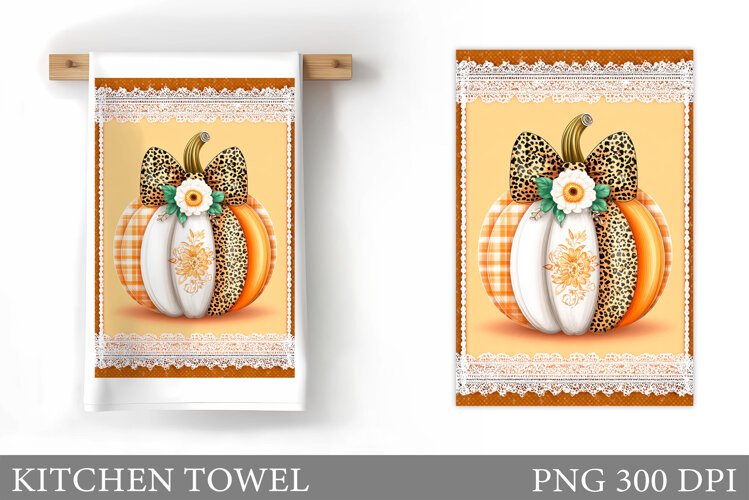 Pumpkin Kitchen Towel. Fall Kitchen Towel Sublimation example image 1