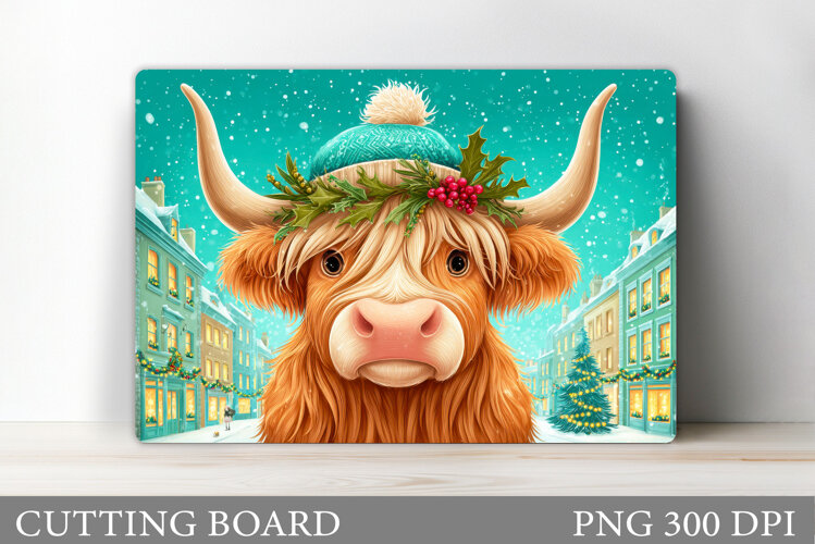 Christmas Cow Cutting Board. Christmas Cutting Board example image 1