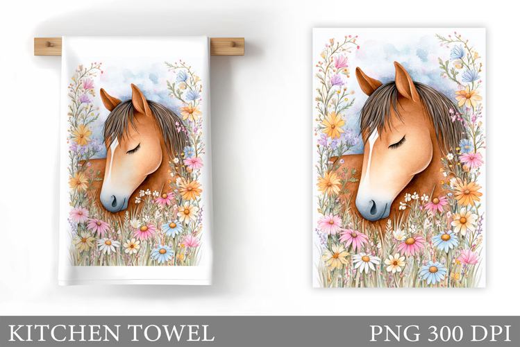Horse Kitchen Towel Design. Cute Horse Sublimation
