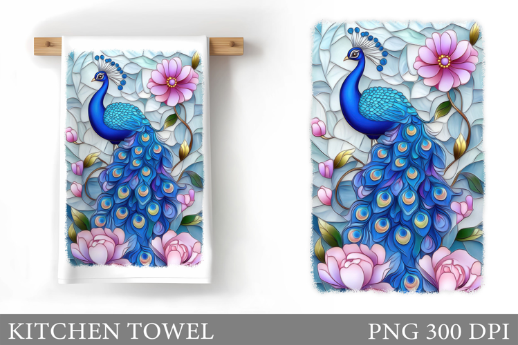 Peacock Kitchen Towel. Peacock Sublimation