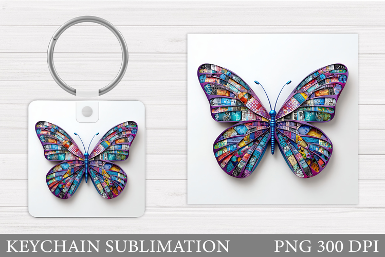 Butterfly Flowers Keychain. Butterfly Keychain Sublimation