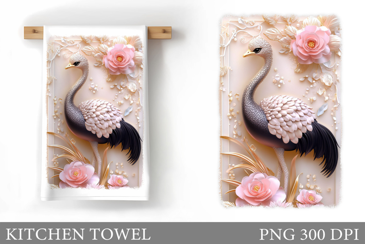 Ostrich Kitchen Towel Design. Ostrich Sublimation
