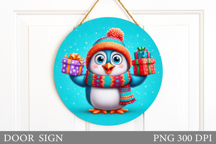 Christmas Penguin Door Sign. Christmas Door Sign Design