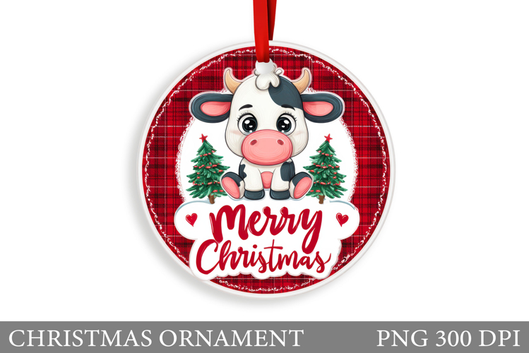 Cute Cow Christmas Ornament. Christmas Ornament Sublimation