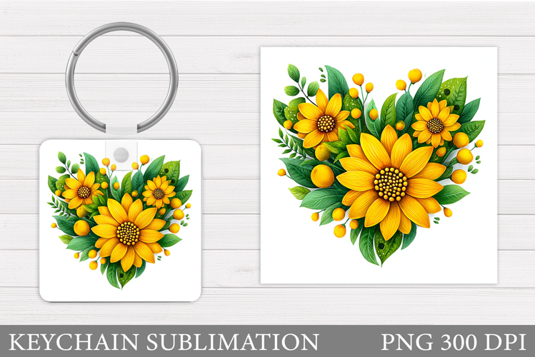 Flower Keychain Sublimation. Floral Keychain Design