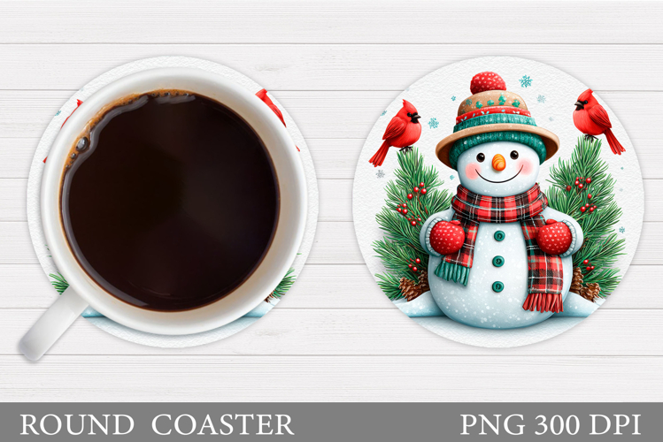 Snowman Coaster Design. Christmas Coaster Sublimation