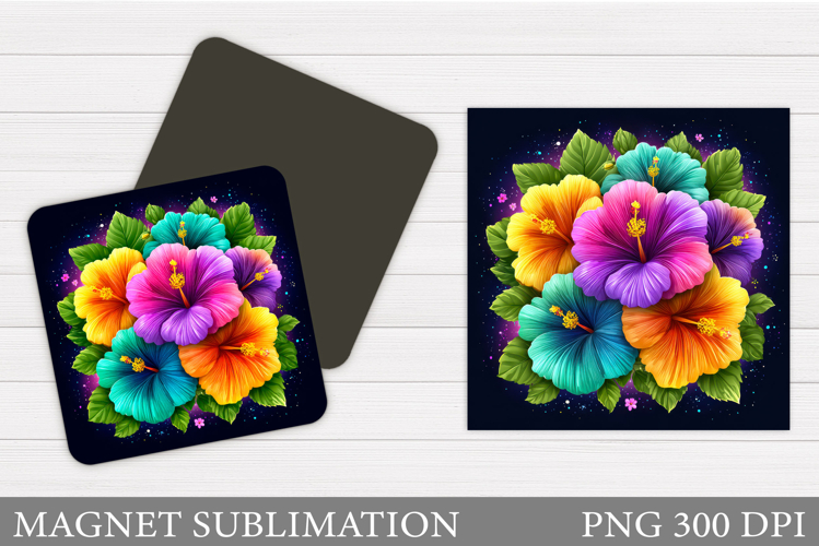 Hibiscus Magnet Design. Flowers Magnet Sublimation example image 1