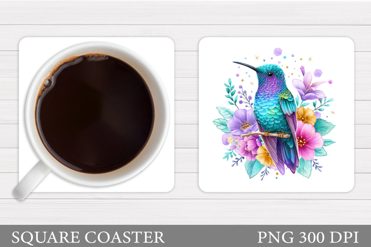 Hummingbird Square Coaster. Hummingbird Coaster Sublimation