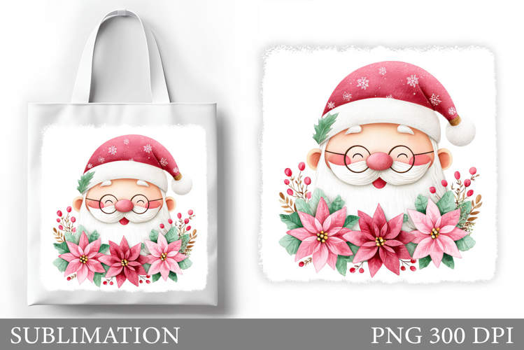 Cute Santa Claus Tote Bag. Christmas Tote Bag Sublimation