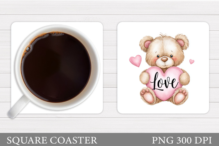 Valentines Bear Coaster. Valentines Coaster Sublimation