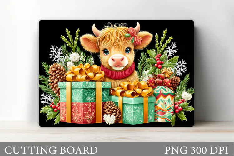 Christmas Cow Cutting Board. Christmas Cutting Board