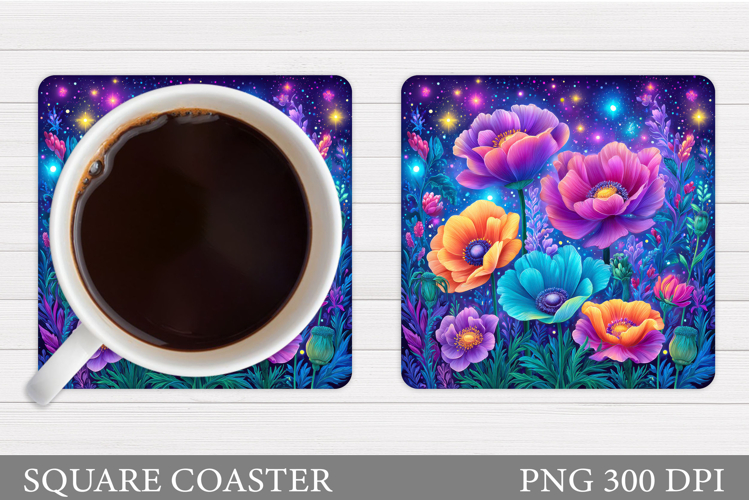 Floral Coaster Sublimation. Flowers Coaster Design