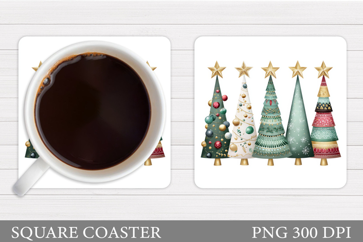 Christmas Tree Coaster Sublimation. Christmas Coaster Design