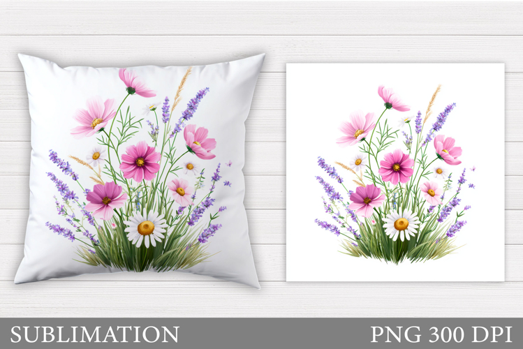 Floral Pillow Design. Flowers Pillow Sublimation